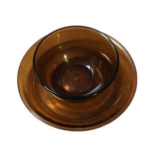 Anchor Hocking 6" Bowl Amber Brown #456 and 9" Pie Plate 460 Vintage